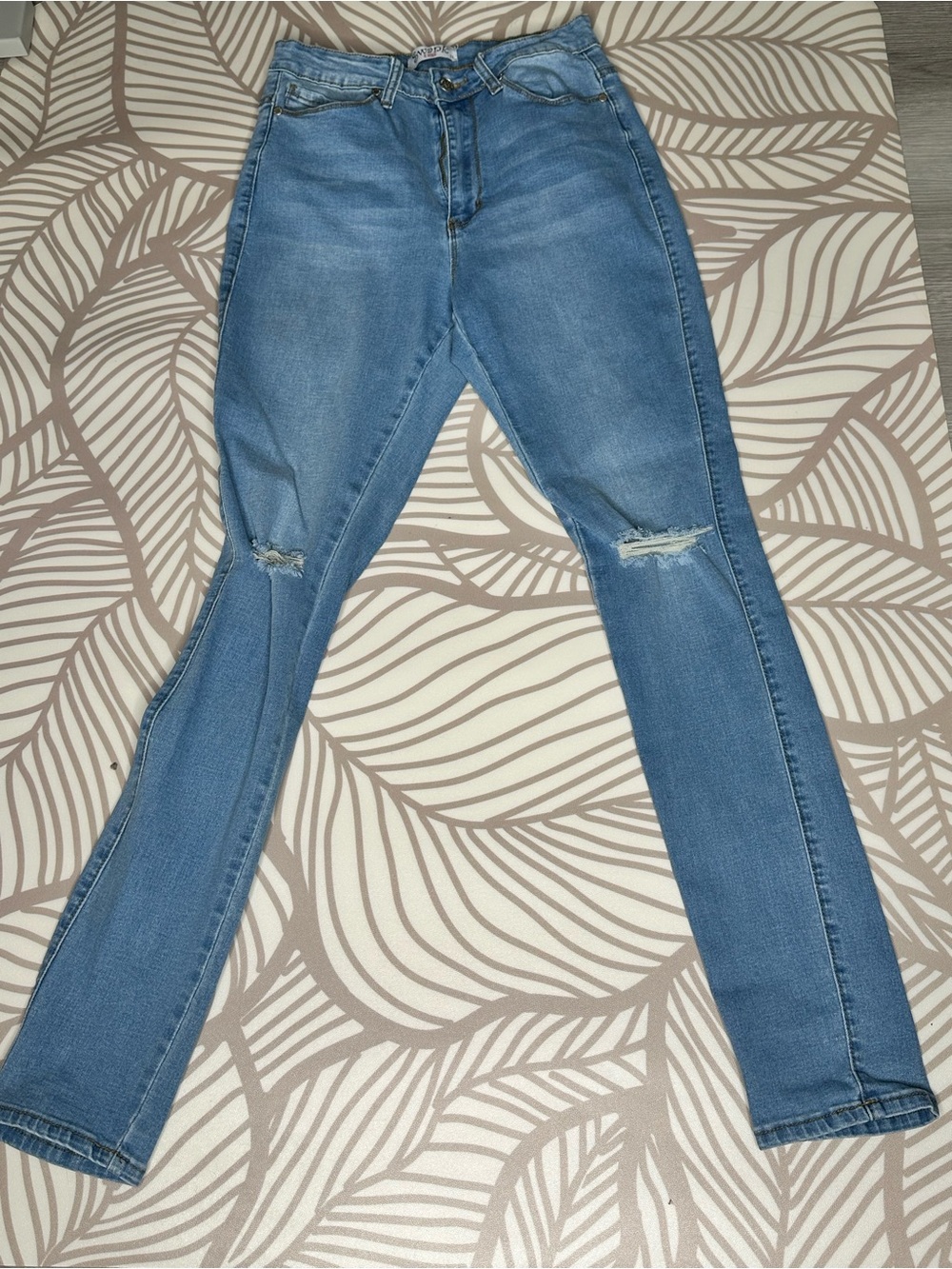 Light Blue High-Rise Distressed Jeggings for Women